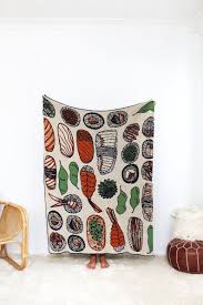 Sushi Party Throw Blanket Boho Colorful Home Decor Sushi Etsy Throw Blanket Colorful Boho Knit Throw Blanket