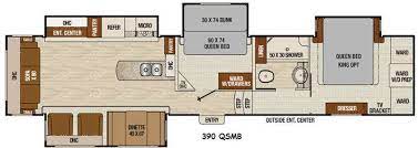 Plus, fifth wheels tend to be easier to tow than long travel trailers because the 5th wheel gooseneck another lightweight bunkhouse fifth wheel option is the unique forest river flagstaff super lite with the bunk beds in a separate room on the side of the coach, there is room for a second bathroom. This Chaparral Fifth Wheel By Coachmen Rv Features Quad Slides A Rear Living Layout And Second Bedroom Bunk Room Plus Coachmen Rv Rv Floor Plans Fifth Wheel