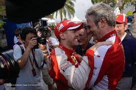 As raikkonen departs to rejoin sauber and leclerc prepares to partner sebastian vettel for ferrari, while establishing himself as their youngest driver for 50 years, arrivabene has stated that it was necessary to look to the future. Sebastian Vettel Maurizio Arrivabene Ferrari Sepang International Circuit 2015 Racefans