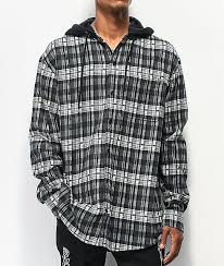 Black And Grey Flannel Broken Promises Risk It All Black Hooded Flannel Shirt Zumiez In 2020 Hooded Flannel Flannel Long Sleeve Flannel