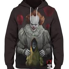 New Fashion Women Men 3d Print Horror Scary Movie Clown Pennywise Stephen King It Casual Hoodies Sweatshirt K05 Wish Casual Hoodie Hoody Outfits Scary Movies