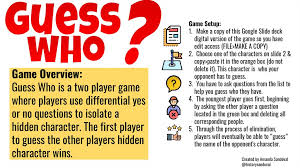 This yes no questions test checks is you know the difference between do and be when asking questions in english. Guess Who Game Online Presentation