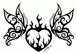Black and white pattern for coloring book for adults. Of Hearts With Flames Coloring Pages For Kids And For Adults Skull Coloring Pages Rose Coloring Pages Butterfly Coloring Page