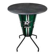 L218 Dallas Stars 42 Tall - 36 IndoorOutdoor Black Steel Top Lighted Pub  Table with Black Wrinkle Finish