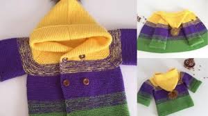 Renk Renk Gecisli Kapsonlu Bebek Hirkasi Modeli Baby Knitting Patterns Kapsonlular Bebek Hirkasi