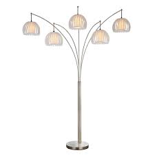 Artiva Zucca Brushed Steel 89 In 5 Arc Led Floor Lamp With Dimmer Led612218fsn The Home Depot