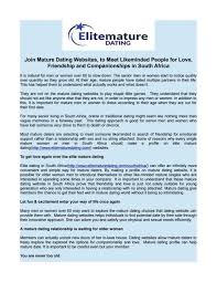 It's never too late to create a dating profile, open your heart, and meet someone new. Join Mature Dating Websites To Meet Likeminded People For Love Friendship And Companionships In So By Elitematuredating Issuu