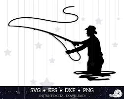 Fly Fishing Man Vector Instant Digital Download Svg Etsy In 2021 Fish Silhouette Fly Fishing Tattoo Fish Man