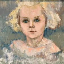 Buy Vintage Signed and Framed Portrait of a Blond Girl With Blue Eyes Oil  Painting Artwork, 1968 Online in India