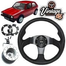 The vehicle has 1,600 cm³ , 75 hp engine. Vw Golf Mk1 Gti Black Leather Motorsport Style Steering Wheel Boss Kit Horn Ebay