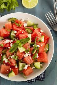 Salade De Melon D Eau Et De Concombre Chatelaine Recipe Chopped Caprese Salad Recipe Caprese Salad Recipe Mint Salad