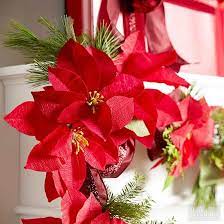 How To Make A Paper Poinsettia Garland Paper Christmas Decorations Diy Christmas Garland Christmas Garland