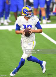 Quarterback Jared Goff Of The Los Angeles Rams Looks To Throw A Pass Jared Goff Los Angeles Rams Rams Football