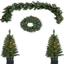 Thanks to the festive decor we not only invite the joyful spirit in our home. St Nicholas Square Indoor Outdoor Pre Lit Artificial Christmas Tree Wreath Garland 4 Piece Set