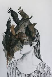 Illustration Of Woman With Birds Coming Out Of Mouth Art Overlays Art Drawings