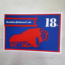 Das set beinhaltet neben den karten mit aufdruck des vereinsmaskottchens die passenden umschläge. Moderne Gluckwunschkarte Grusskarte Zum 18 Geburtstag