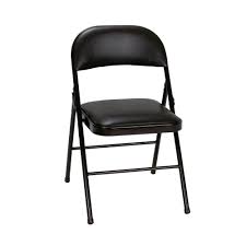 Cosco Black Vinyl Padded Seat Stackable Folding Chair Set Of 4 14993blk4e The Home Depot Folding Chair Best Folding Chairs Padded Folding Chairs