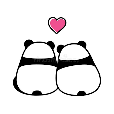 Cute Panda Couple In Love Simple And Minimal Cartoon Drawing Back View From Be Sponsored Simp In 2020 Cute Doodle Art Cute Panda Wallpaper Cute Cartoon Drawings