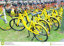 City regulators in the us and uk aren't keen to see bikes pile up in the streets. Yellow Colored Bicycles Ofo Bike Sharing Is Dockless Ofo System Uses A Smartphone App To Unlock Bicycles Editorial Photography Image Of Phone Healthy 122107562