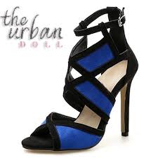 Black Ankle Strap High Heel Sandals Color Block Heels Ankle Straps Royal Blue Aesthetic Royal Blue Heels Royal Blue Heels Outfit Royal Blue Velvet Royal Shoes Women Heels Heels Heels Outfits