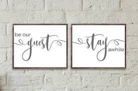 Guest Room Print Be Our Guest Stay Awhileguest Bedroom Wall Etsy Farmhouse Guest Bedroom Guest Room Printable Guest Bedroom Decor