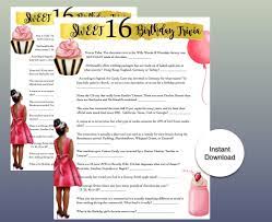 You can use this swimming information to make your own swimming trivia questions. Sweet 16 Birthday Party Game All About Sweet Desserts Etsy 16th Birthday Party Sweet 16 Birthday Party Sweet 16 Birthday