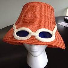 Vintage Straw Hat Italy Built In Sunglasses Vintage Straw Hat Hats Vintage Straw Hat