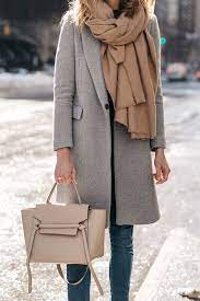 Nyfw Fall Winter 2017 Street Style Grey Coat Tan Blanket Scarf Denim Skinny Jeans Celine Tie Handbag Fall Fashion Coats Fashion Winter Fashion