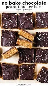 No Bake Chocolate Peanut Butter Bars Vegan Gluten Free Daisybeet Recipe Peanut Butter Chocolate Bars Easter Cooking Recipes Vegan Dessert Recipes
