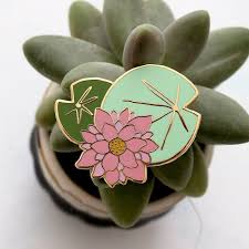 Water Lily Enamel Pin Flower Pins Enamel Pins Water Lily Jewelry