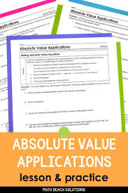 Absolute Value Applications Lesson Word Problem Worksheets Word Problems Algebra Lesson Plans
