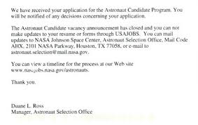 astronaut application submitted