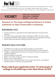 Developmental (pengembangan) tujuan utama selanjutnya dari kegiatan penelitian ilmiah sesuai dengan contoh kajian ilmiah yang ada adalah untuk development atau pengembangan. Lowongan Peneliti Research On The Impact Of Regional Dynamic Of Violent Extremism On Islam Communities In Indonesia International Ngo Forum On Indonesian Development Infid