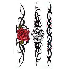 Free rose vine tattoo vector download in ai, svg, eps and cdr. King Horse Waterproof And Sweat Tattoo Sticker Sexy Red Rose Black Rose For Women Buy Online In Bulgaria At Desertcart 2516154
