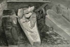 Below are two images of the interiors from within royal tombs which were  drawn after the cripts were reopened in the Victorian era. Left is a sketch  by George Sharf, taken in