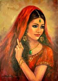 Pin By Yasemin Karapinar Kurt On Excellent Indian Women Painting Female Art Painting Of Girl
