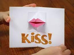 You can also score and fold a piece of a4 card in half and trim down to 200 x 294mm to create a card base that is 200mm x 147mm when closed. Homemade Origami Valentine Card Kissing Lips Popup