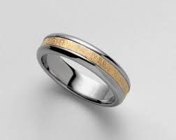 Mens Gold Wedding Band Mixed Metal Wedding Ring Cool 18k Gold Stainless Steel Brushed Gold B Mens Wedding Rings Cool Wedding Rings Mens Gold Wedding Band