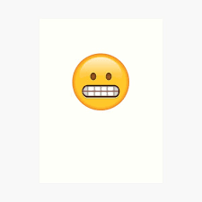 These emojis are available for use on most mobile devices as well as facebook, twitter, and other social media sites. Grimacing Smiley Clenched Teeth Nervous Eek Awkward Emoticon Cute And Funny Emoji Art Print By Torch Redbubble