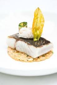 Four Fish Friday Recipes From Simon Hulstone Roasted Sea Bass With A Crab Courgette And Kikkoman Soy Risotto Fo Food Garnishes Recipes Fish Friday Recipes