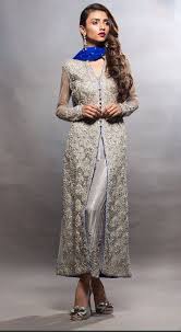 Black And Silver Combination Gown Pakistani Wedding Dress Long Silver Shirt With Colbalt Blue Designer Evening Dresses Pakistani Fashion Fashion