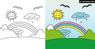 Heb je zelf een regenboog kleurplaat die niet op deze pagina mag ontbreken? De Kleurplaten Regenboog Met Zonnetje En Wolkjes Gratis Beschikbaar Voor Printen Colorixo Com