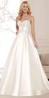 Simple Satin Sweetheart Neckline Natural Waistline A Line Wedding Dress With Beadings Bridal Gowns Wedding Dresses Wedding Dresses Satin
