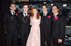 The American Wedding Cast Suited Up For The Valentine S Day Trl The Ultimate Trl Time Machine American Wedding Wedding American Pie Wedding