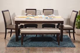 Bliss Marble Top 6 Seater Dining Table Material Rubber Wood Stone Colour Bei Contemporary Dining Room Design Dining Room Design Contemporary Dining Room