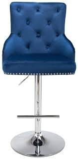 $149.99 ($75.00 per item) $184.99. Shankar Rocco Ocean Blue Brushed Velvet Tufted Studded Bar Stool Cfs Furniture Uk