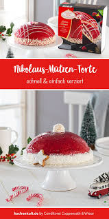 Nikolausmutze Als Weihnachtstorte Nikolausbacken Nikolausmutzen Torte Ganz Ohne Backen Clever Pimpen Mit Der Himbeer Mascarpone Torte Cake Cake Stand Xmas