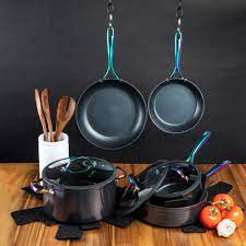 Thyme Table Rainbow Electroplated 12 Piece Cookware Set Google Search Cookware Set Pots And Pans Sets Rainbow Kitchen