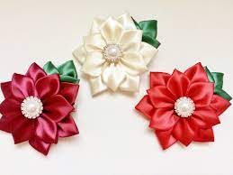 Poinsettia Hair Clip Kanzashi Poinsettia Flower Red Flower Hair Clip Christmas Flower Hair Clip Holiday Gift For Girl Poinsettia Hair Clip Flower Hair Clips Pink Flower Hair Clip