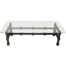 Black Spindle Wood And Glass Coffee Table 1stdibs Com Glass Coffee Table Cocktail Tables Vintage Coffee